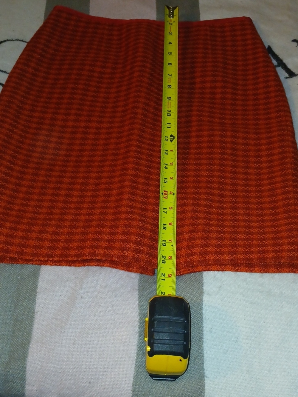 Tory Burch Rust Orange Houndstooth A-Line Skirt